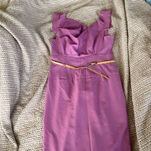 Black Halo Purple Jackie O Belted Dress